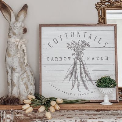 Cottontails Carrot Patch Whitewash Wall Art