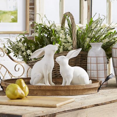 Country Sitting Rabbit Statue Set of 2