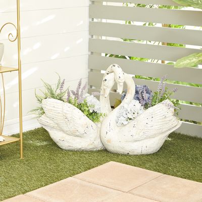 Country Cottage Swan Pair Planter