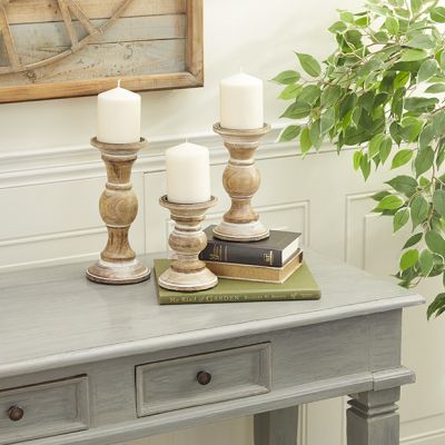 Country Cottage Wood Candleholder Set of 3