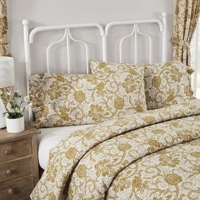Country Gold Floral Pillow Case Set of 2