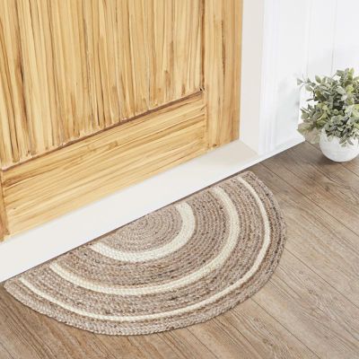 Country Style Half Circle Jute Accent Rug