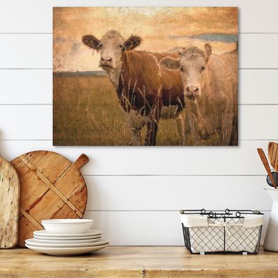 Cow In The Field Vintage Reproduction Canvas Wall Art