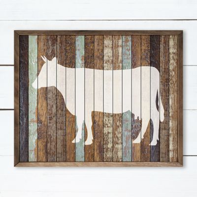 Cow Multi Rustic Wood Framed Wall Art