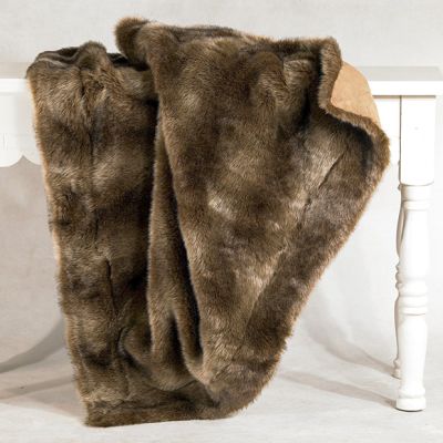Cozy Faux Wolf Fur Throw Blanket