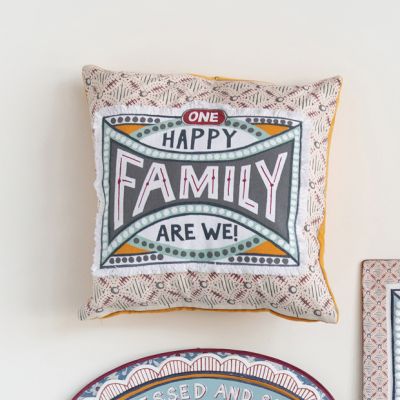 Cozy Phrase Throw Pillow Happy Family