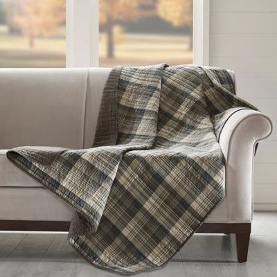 Cozy Plaid Quilted Blanket Tan