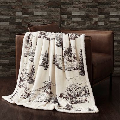 Cozy Woodland Sherpa Throw Blanket
