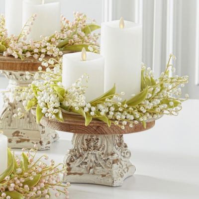 Cream Lily of the Valley Candle Ring Wreath