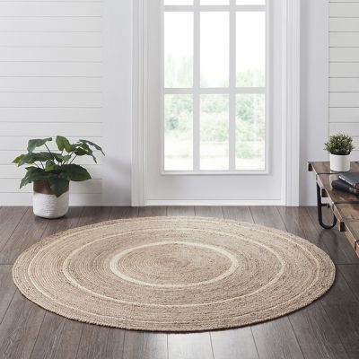 Creamy Cottage Round Jute Area Rug with Pad