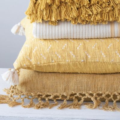 Crochet and Fringe Rustic Farmhouse Accent Pillow