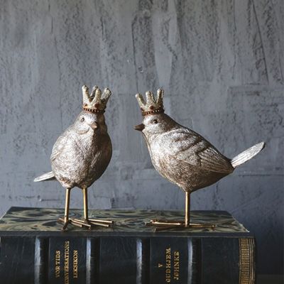 Crowned Bird Figurines Set of 2