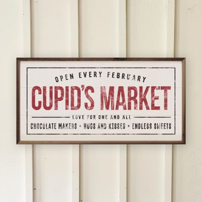 Cupid's Market Whitewash Wall Sign