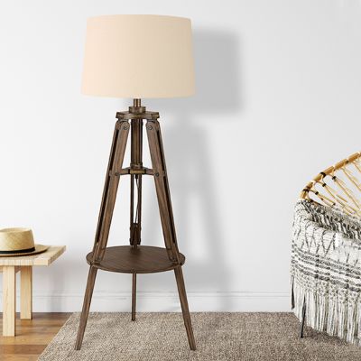 Tripod Base Floor Lamp With Linen Shade