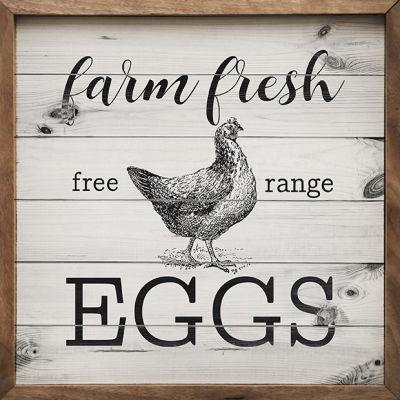 Farm Fresh Eggs White Framed Wall Sign