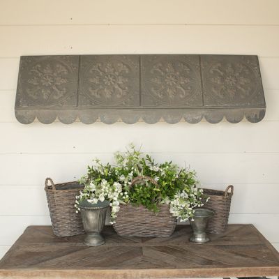 Daisy Medallion Scalloped Tile Awning 49 Inch