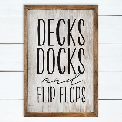 White Decks Docks and Flip Flops Wall Sign