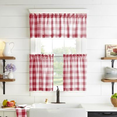 Red and White Buffalo Check Curtains