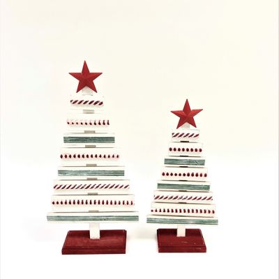 Decorated Wood Slat Christmas Tree Set of 2
