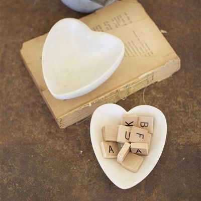 Decorative Carved Stoneware Heart Shaped Bowl