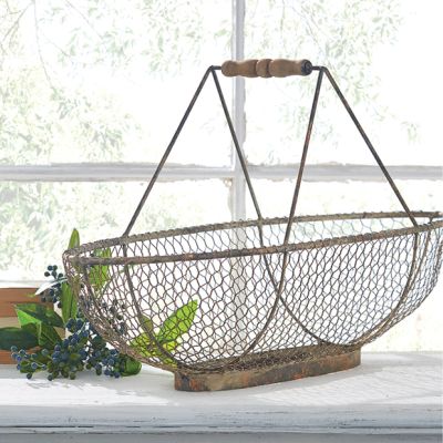 Decorative Chicken Wire Basket With Handle