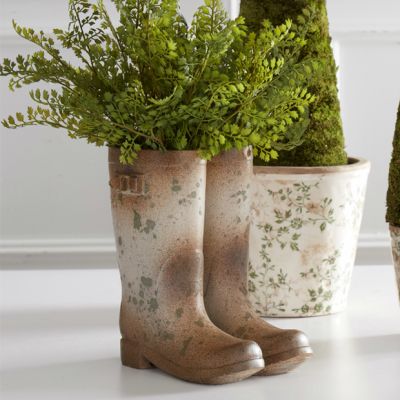 Decorative Distressed Rain Boots Vase