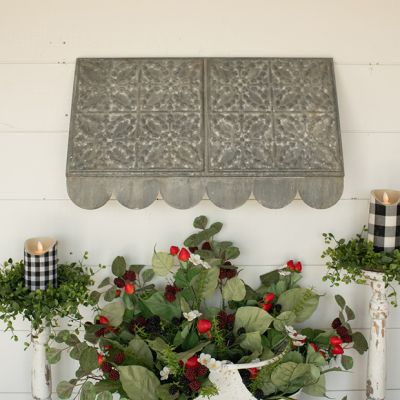 Decorative Flower Tile Metal Awning 24 Inch