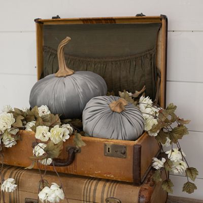 Decorative Grey Fabric Pumpkin