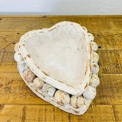 Rustic Chic Beaded Clay Heart Bowl