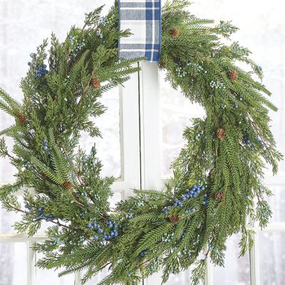 Decorative Iced Pine and Juniper Wreath