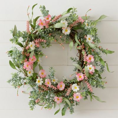 Decorative Mixed Daisies Floral Wreath