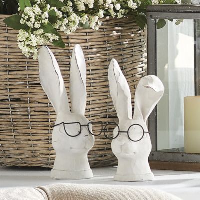 Decorative Rabbit With Glasses Figure Set of 2