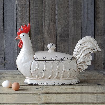 Decorative Rooster Stoneware Container