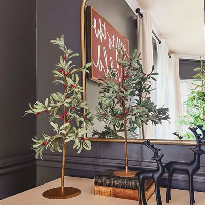 Decorative Tabletop Mistletoe Tree Set of 2