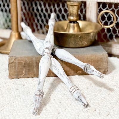 Decorative White Wooden Spindle Set of 3