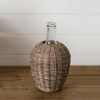 Decorative Willow Wrapped Glass Demijohn Bottle