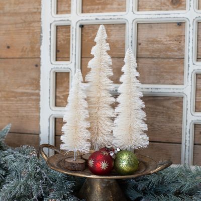 Decorative Winter Bottlebrush Trees Set of 3