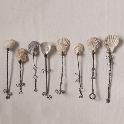 Decorative Wire Handled Seashell Spoons, Set of 8