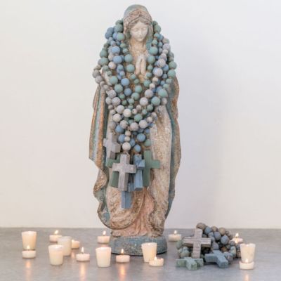 Decorative Wood Bead Rosary Set of 3
