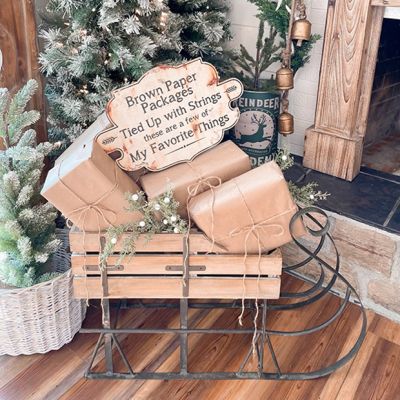 Decorative Wood Crate Christmas Sled
