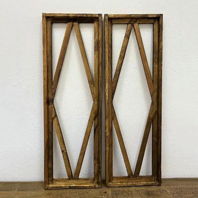 Diamond Center Wood Window Set of 2