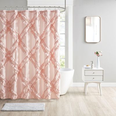 Diamond Pattern Ruffled Shower Curtain