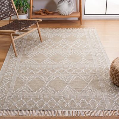 Diamond Weave Beige and Ivory Area Rug