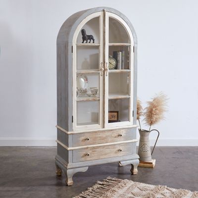 Distressed Arched Display Cabinet