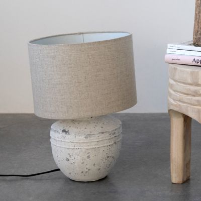 Distressed Cement Base Table Lamp With Shade