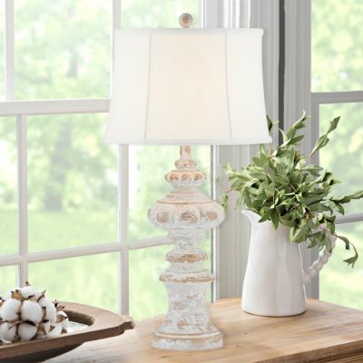 Distressed Column Table Lamp Set of 2