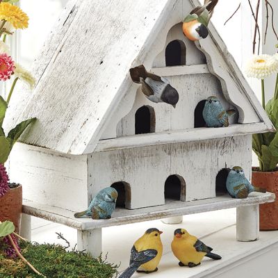 Distressed Footed Wooden Birdhouse