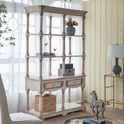Distressed French Country Open Bookcase