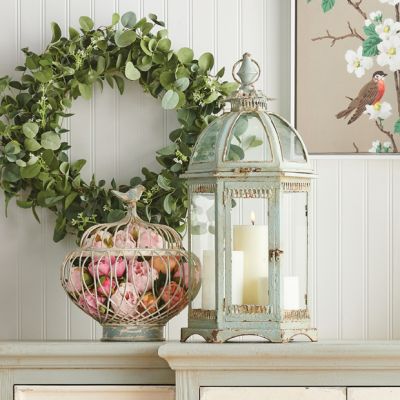 Distressed Gazebo Candle Lantern 22 Inch