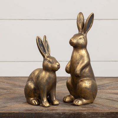 Distressed Gold Ceramic Bunny Figure